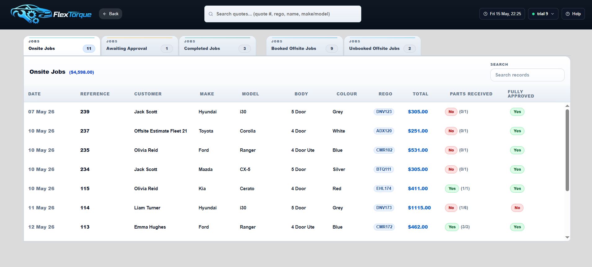 FlexTorque Workshop Management Software