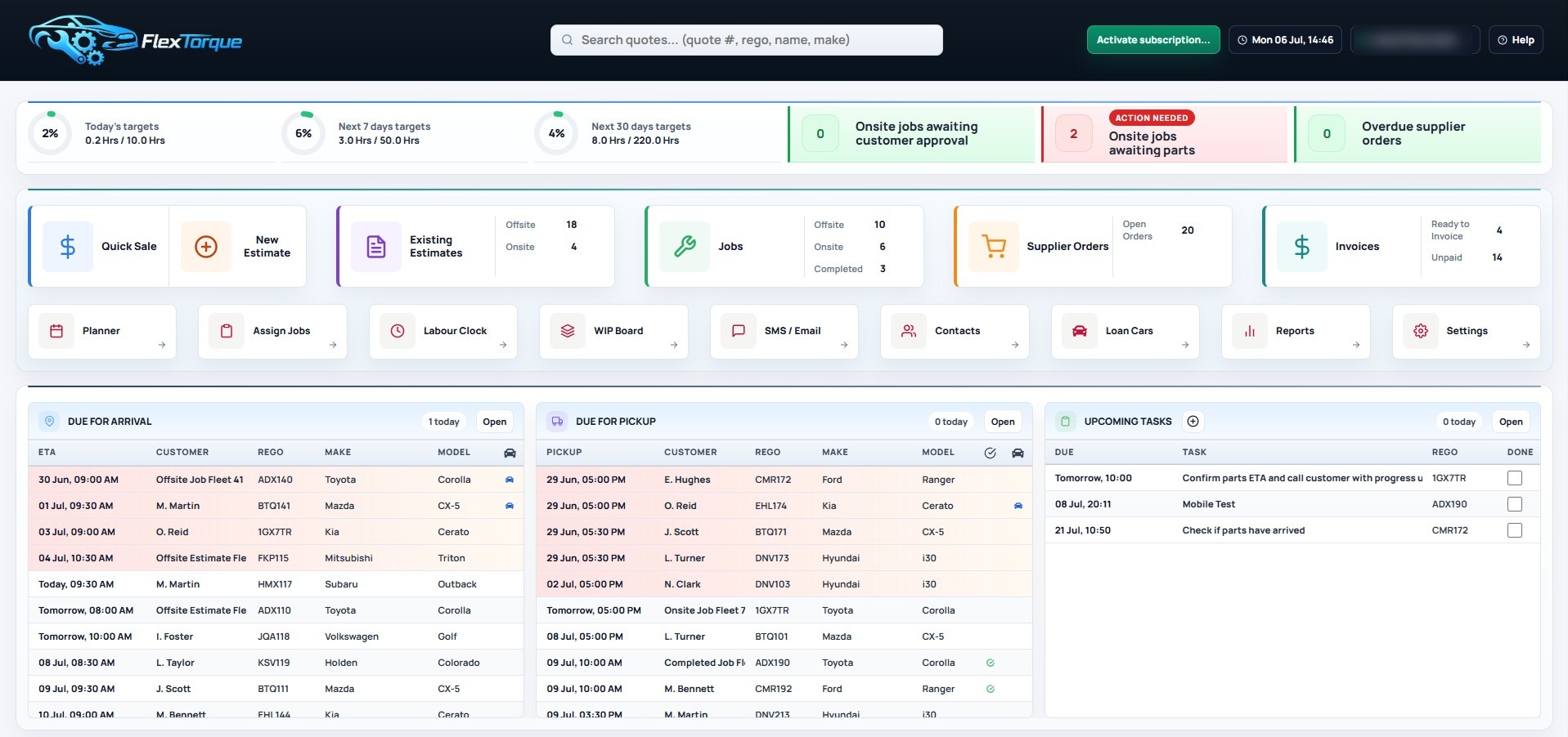 FlexTorque Workshop Management Software
