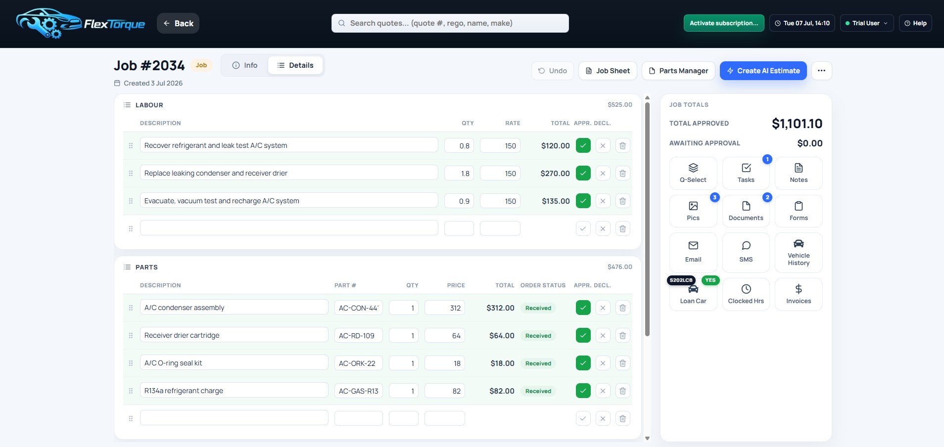 FlexTorque Workshop Management Software